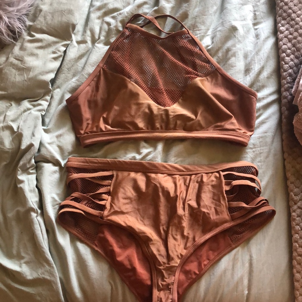 Gold two piece bathing suit
